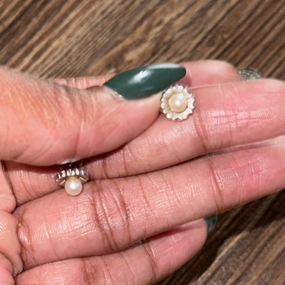 STERLING FAUX PEARL EARRINGS - Picture 5 of 5